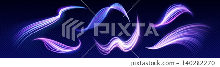 Dynamic light trails with neon glow, speed effect Dynamic light trails with neon glow, speed effect 140282270