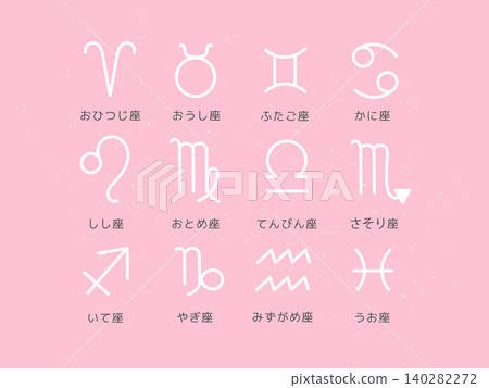 Pink Zodiac Signs Background Illustration Set Pink Zodiac Signs Background Illustration Set 140282272