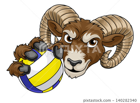 Ram Billy Mountain Goat Sheep Volleyball Mascot 140282340
