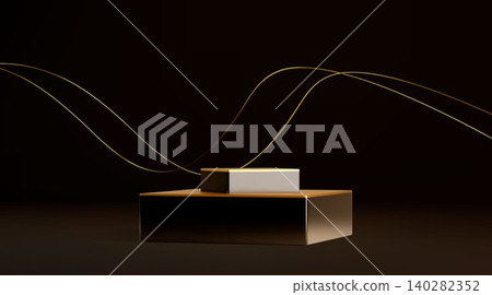 Elegant gold black podium with wavy thin lines Elegant gold black podium with wavy thin lines 140282352