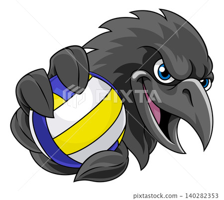 Crow Raven Rook Black Bird Volleyball Ball Mascot Crow Raven Rook Black Bird Volleyball Ball Mascot 140282353