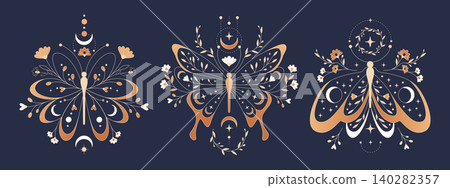 Celestial moth with moon phases, butterfly tattoo Celestial moth with moon phases, butterfly tattoo 140282357