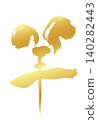 Kanji character for sheep_2027 Year of the Sheep_Gold brushstrokes for New Year's cards_Vector material 140282443