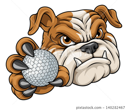Bulldog Dog Golf Ball Sports Team Mascot Cartoon Bulldog Dog Golf Ball Sports Team Mascot Cartoon 140282467