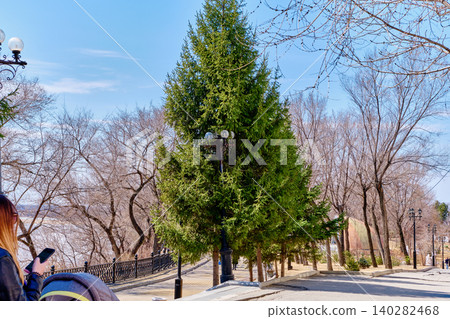 Peaceful spring scene in Khabarovsk Park named after Muravyov Amursky Peaceful spring scene in Khabarovsk Park named after Muravyov Amursky 140282468