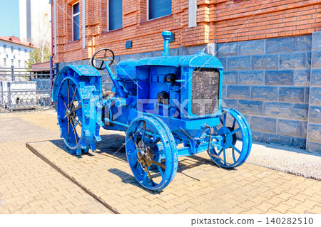 Vintage tractor SKhTZ 15 30 at Grodekov Museum in Khabarovsk 140282510