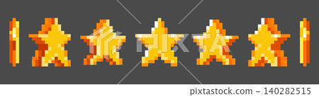 Spinning gold pixel star animation for arcade game Spinning gold pixel star animation for arcade game 140282515