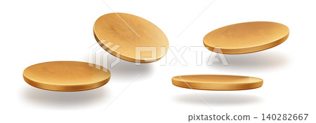 Wooden round podium, plates with realistic texture Wooden round podium, plates with realistic texture 140282667