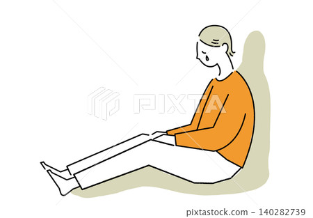 一名女子坐在地上哭泣。 一名女子坐在地上哭泣。 140282739