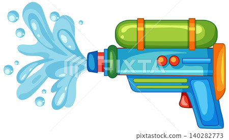 Colorful Plastic Water Gun Toy Spraying a Splash of Water Colorful Plastic Water Gun Toy Spraying a Splash of Water 140282773