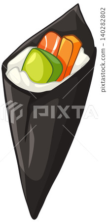 Japanese Temaki Sushi Hand Roll with Salmon Avocado and Rice Japanese Temaki Sushi Hand Roll with Salmon Avocado and Rice 140282802