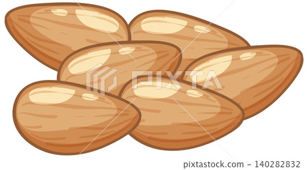 Vector Illustration of a Small Pile of Raw Brown Almonds Vector Illustration of a Small Pile of Raw Brown Almonds 140282832