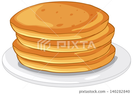 Stack of Golden Brown Pancakes on a White Plate Vector Illustration Stack of Golden Brown Pancakes on a White Plate Vector Illustration 140282840