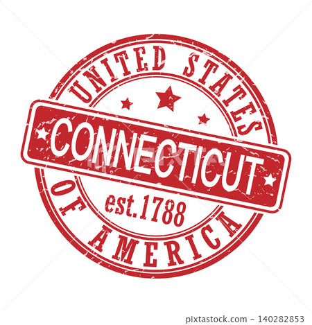 Connecticut. Stamp with the name of the country and state. Imprint for the design of tourist albums or brochures. Sticker or badge for a gift certificate or a commemorative diploma Connecticut. Stamp with the name of the country and state. Imprint for the design of tourist albums or brochures. Sticker or badge for a gift certificate or a commemorative diploma 140282853