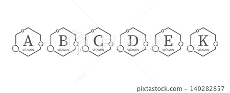 A set of icons with vitamin names A set of icons with vitamin names 140282857