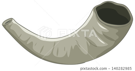 Traditional Shofar Ram Horn Musical Instrument Vector Illustration on White Background Traditional Shofar Ram Horn Musical Instrument Vector Illustration on White Background 140282985