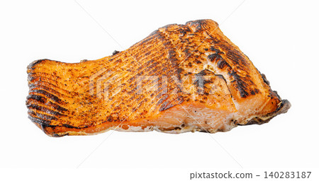 Salmon fillet grilled fish on a white Salmon fillet grilled fish on a white 140283187