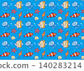 Summer fish pattern on a blue background 140283214