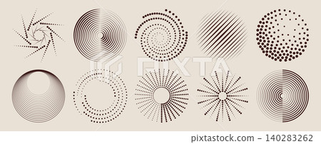 Circular pattern with halftone dots, swirl effect 140283262