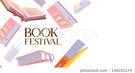 Book festival cover design with flying books 140283274
