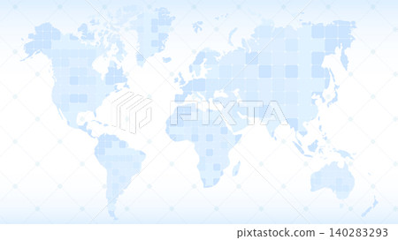 Abstract blue World map background. Concept of dividing land into countries territories. Small squares as country or region. Vector illustration on white background Abstract blue World map background. Concept of dividing land into countries territories. Small squares as country or region. Vector illustration on white background 140283293