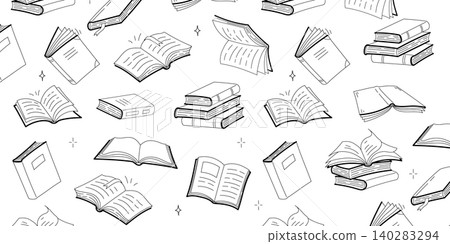 Seamless sketch pattern with open books Seamless sketch pattern with open books 140283294
