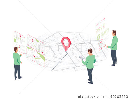 Tracking delivery, package on smartphone app. Delivery point validation, delivery driver app, independent courier concept. Vector illustration on white background Tracking delivery, package on smartphone app. Delivery point validation, delivery driver app, independent courier concept. Vector illustration on white background 140283310