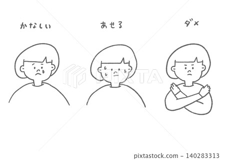 Expression set for a girl, upper body. Expression set for a girl, upper body. 140283313