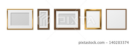 Golden photo frames set on white background Golden photo frames set on white background 140283374