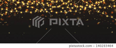 Christmas fairy light garland with golden bulbs Christmas fairy light garland with golden bulbs 140283464