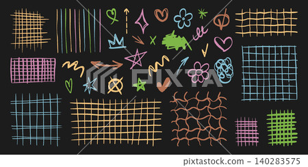 Hand drawn grid pattern with pencil doodle lines Hand drawn grid pattern with pencil doodle lines 140283575