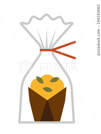 Illustration of a wrapped pumpkin muffin 140283662