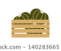 Illustration of a pumpkin in a wooden box 140283665