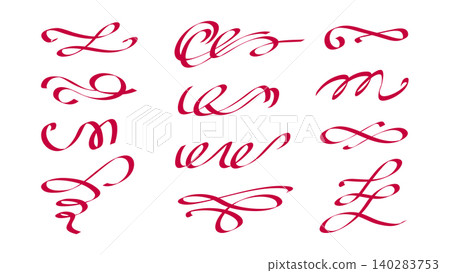 Elegant hand drawn flourish with red swirls Elegant hand drawn flourish with red swirls 140283753