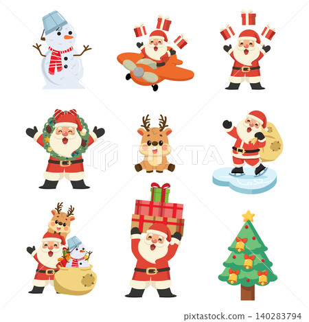 Christmas Characters and Holiday Elements Set 140283794