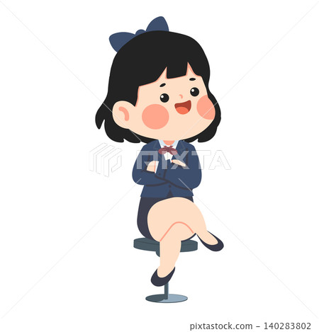 School Girl Sitting With Arms Crossed School Girl Sitting With Arms Crossed 140283802