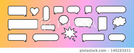 Flat design set of chat balloon. Vector dialog box for text message. Pixel background for quote or think balloon in comic style Flat design set of chat balloon. Vector dialog box for text message. Pixel background for quote or think balloon in comic style 140283831