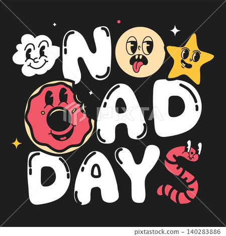 Funny Positive Quote Poster with Cartoon Characters Funny Positive Quote Poster with Cartoon Characters 140283886