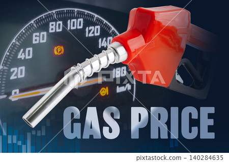 Gas price energy with Fuel Nozzle and gas gauge. Gas price energy with Fuel Nozzle and gas gauge. 140284635