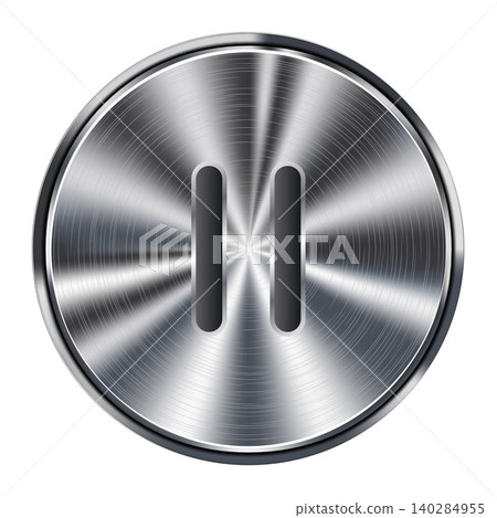 Metallic Pause Button with Vertical Bars Metallic Pause Button with Vertical Bars 140284955