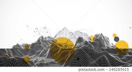 Abstract art wireframe background. Modern science or technology art elements. Surface illustration. Abstract art wireframe background. Modern science or technology art elements. Surface illustration. 140285015