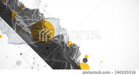 Abstract art wireframe background. Modern science or technology art elements. Surface illustration. Abstract art wireframe background. Modern science or technology art elements. Surface illustration. 140285016