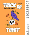 Cute halloween poster with crow 140285607