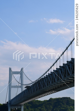 The blue sky over the Seto Inland Sea and a large bridge The blue sky over the Seto Inland Sea and a large bridge 140285629