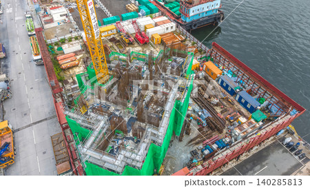 June 7 2026 Hong Kong. Yau Tong construction site aerial June 7 2026 Hong Kong. Yau Tong construction site aerial 140285813