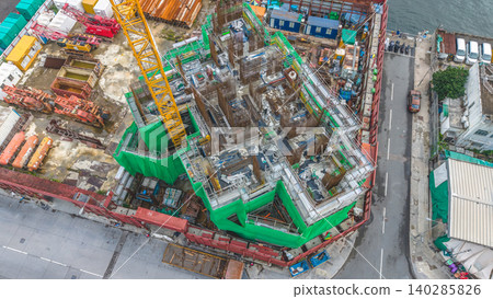 June 7 2026 Hong Kong. Yau Tong construction site aerial June 7 2026 Hong Kong. Yau Tong construction site aerial 140285826