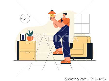 Home Renovation Services Illustration Featuring House Remodeling, Interior Improvement, Construction Workers, Repair Maintenance, and Home Upgrade Home Renovation Services Illustration Featuring House Remodeling, Interior Improvement, Construction Workers, Repair Maintenance, and Home Upgrade 140286537