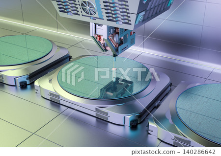 Robotic arms with silicon wafers for semiconductor manufacturing Robotic arms with silicon wafers for semiconductor manufacturing 140286642