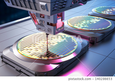 Robotic arms with silicon wafers for semiconductor manufacturing Robotic arms with silicon wafers for semiconductor manufacturing 140286653
