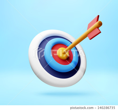 3D target with arrow hitting center. 140286735